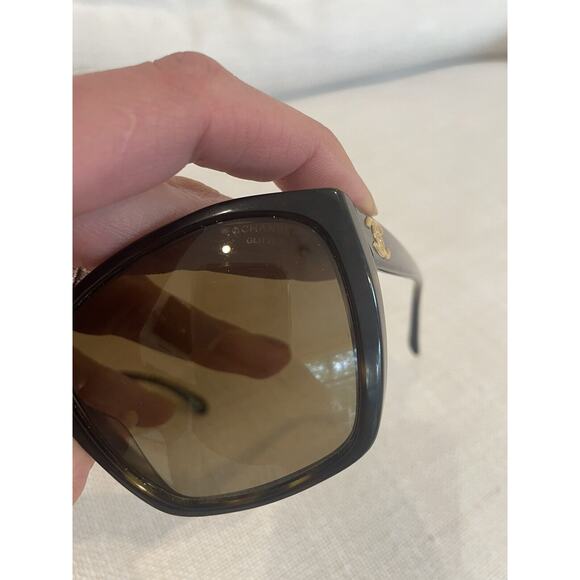 Vintage Chanel 5203 Acetate Glitter Lens Interlocking C Brown Sunglasses W/ Case - Picture 5 of 11